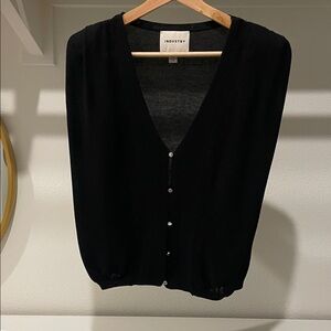 Black V-Neck shoulder pads sheer vests